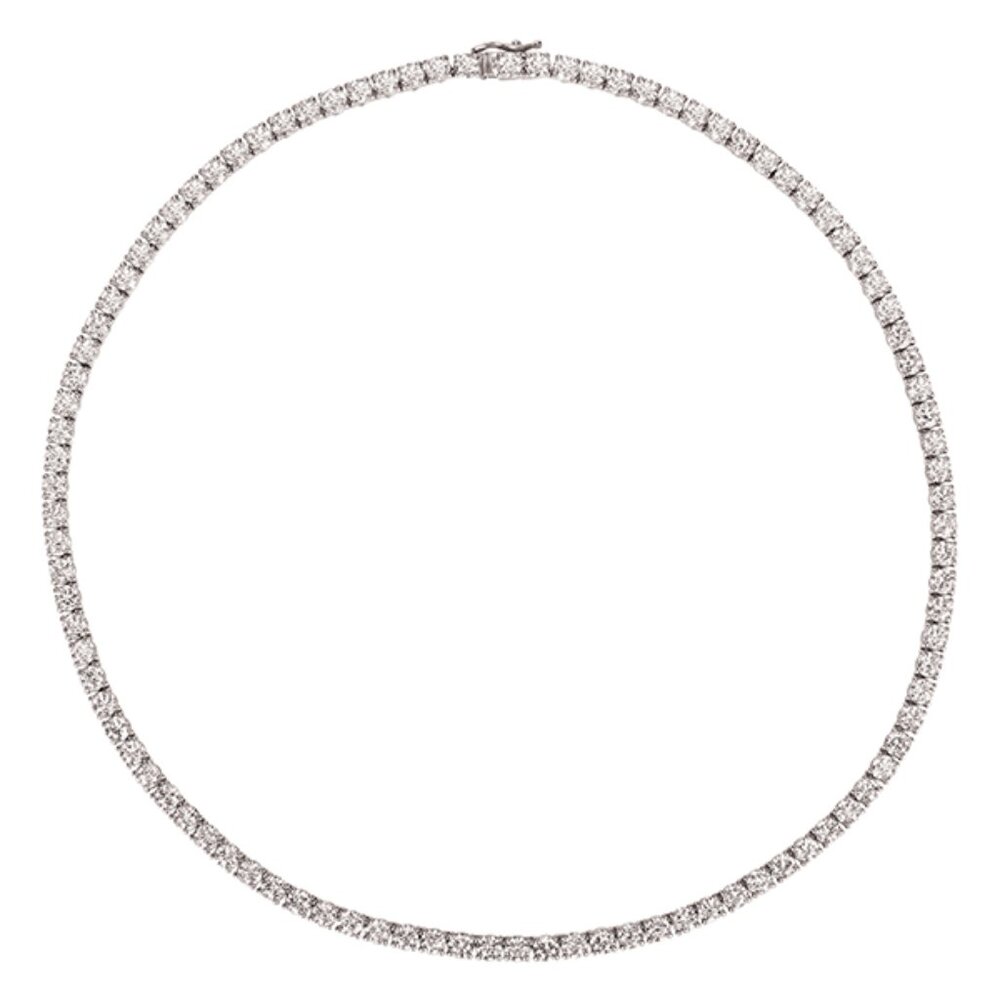 27.60 Carat Natural Diamond Tennis Necklace G SI 14K White Gold 16 inches